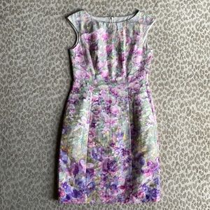 Kay Unger Abstract Floral Sleeveless Knee-Length Sheath Dress, size 4